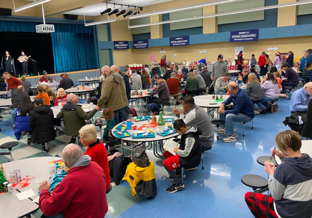 Crowd of people at tables during the Pullman Kiwanis Pancake Breakfast in 2022