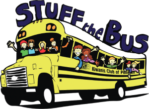 Stuff the Bus cartoon with kids on a school bus