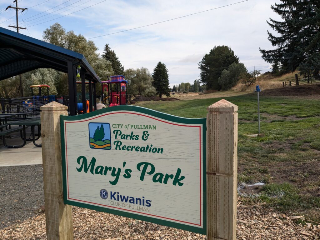 Sign for Mary's Park in Pullman, Washington